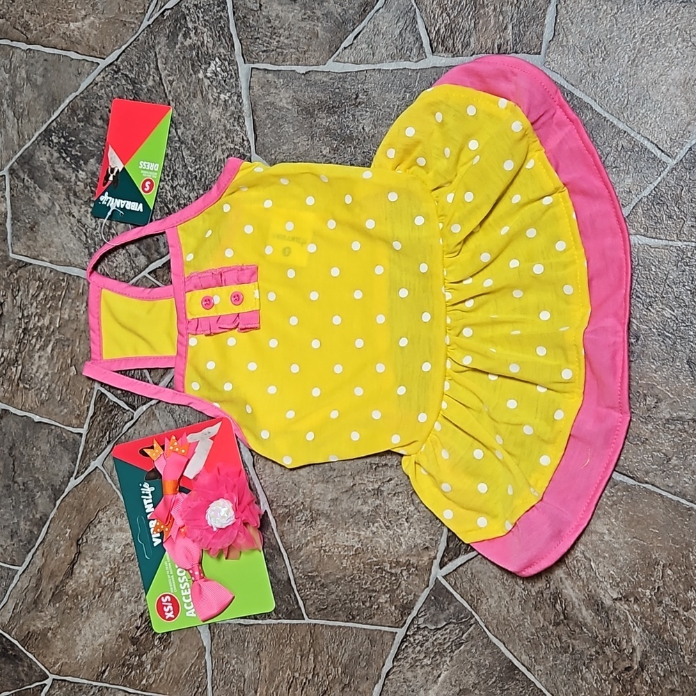 NWT Set Vibrant Life Dog Dress and Hair Accessories Sz Small
